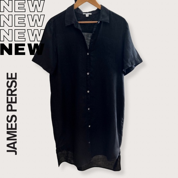 James Perse → Light Slub Linen Shirt Dress Size 4 (Large) - Picture 1 of 6